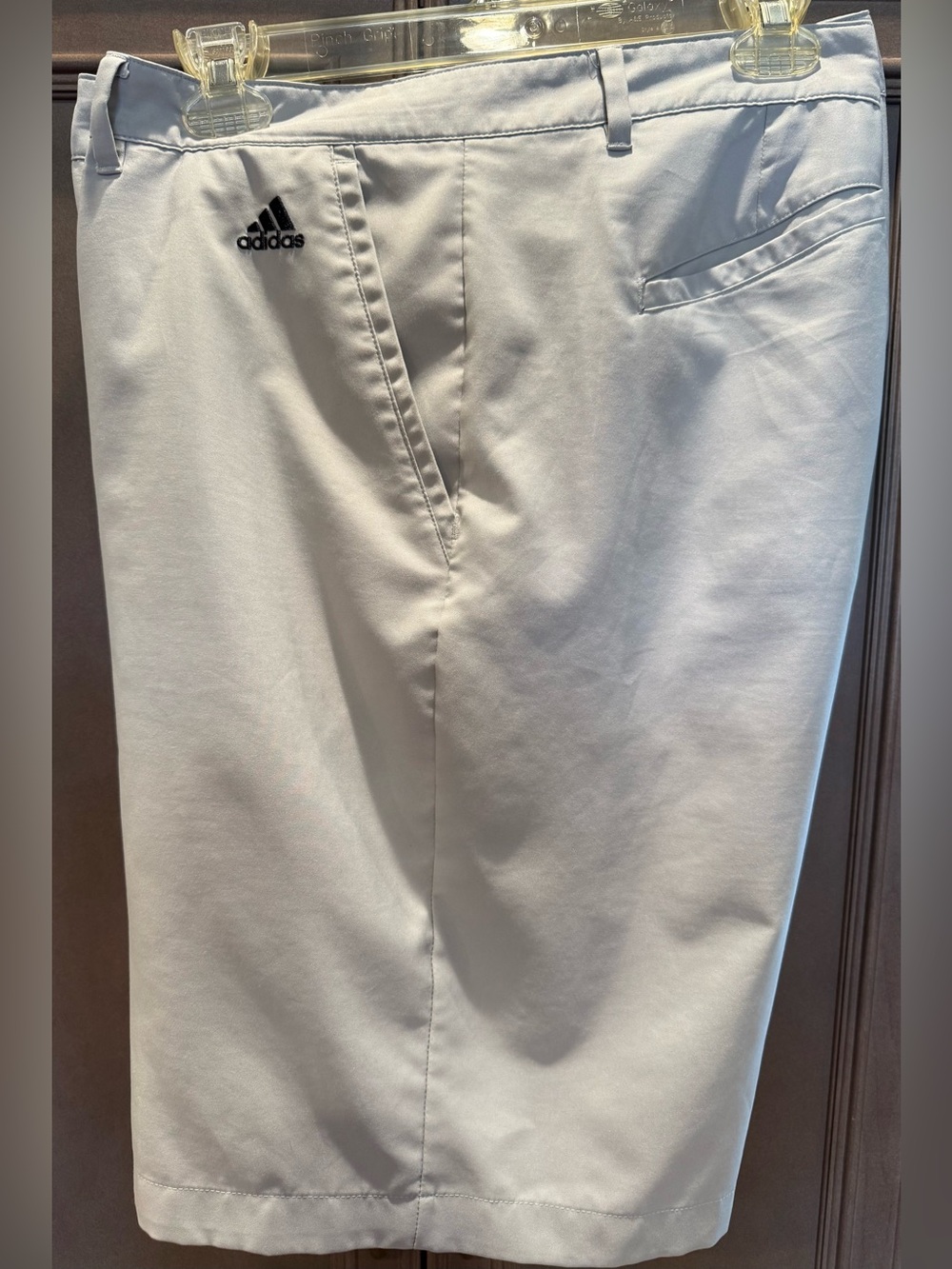 adidas 42 Men’s light tan Athletic Shorts with Black Logo